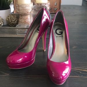 GUESS Glossy Fuchsia Platform Stilettos